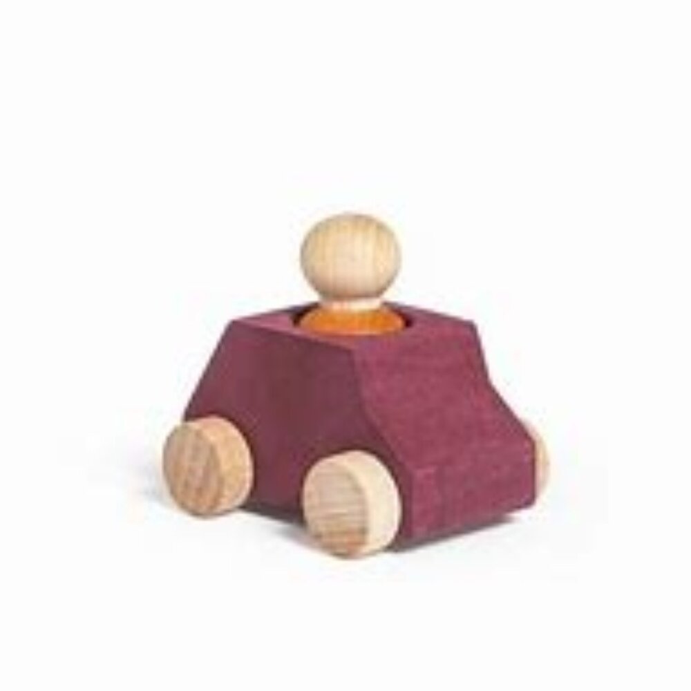 NWT Lubulona Wooden Toy Car & Peg Person - Plum - Picture 1 of 2